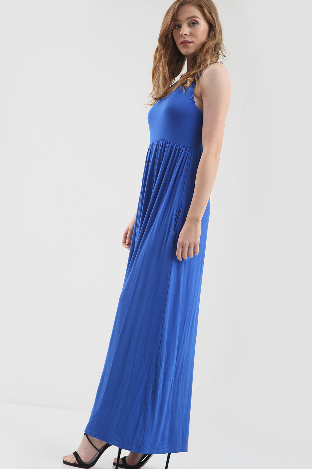 Jersey Sleeveless Maxi Dress with Pockets - bejealous-com