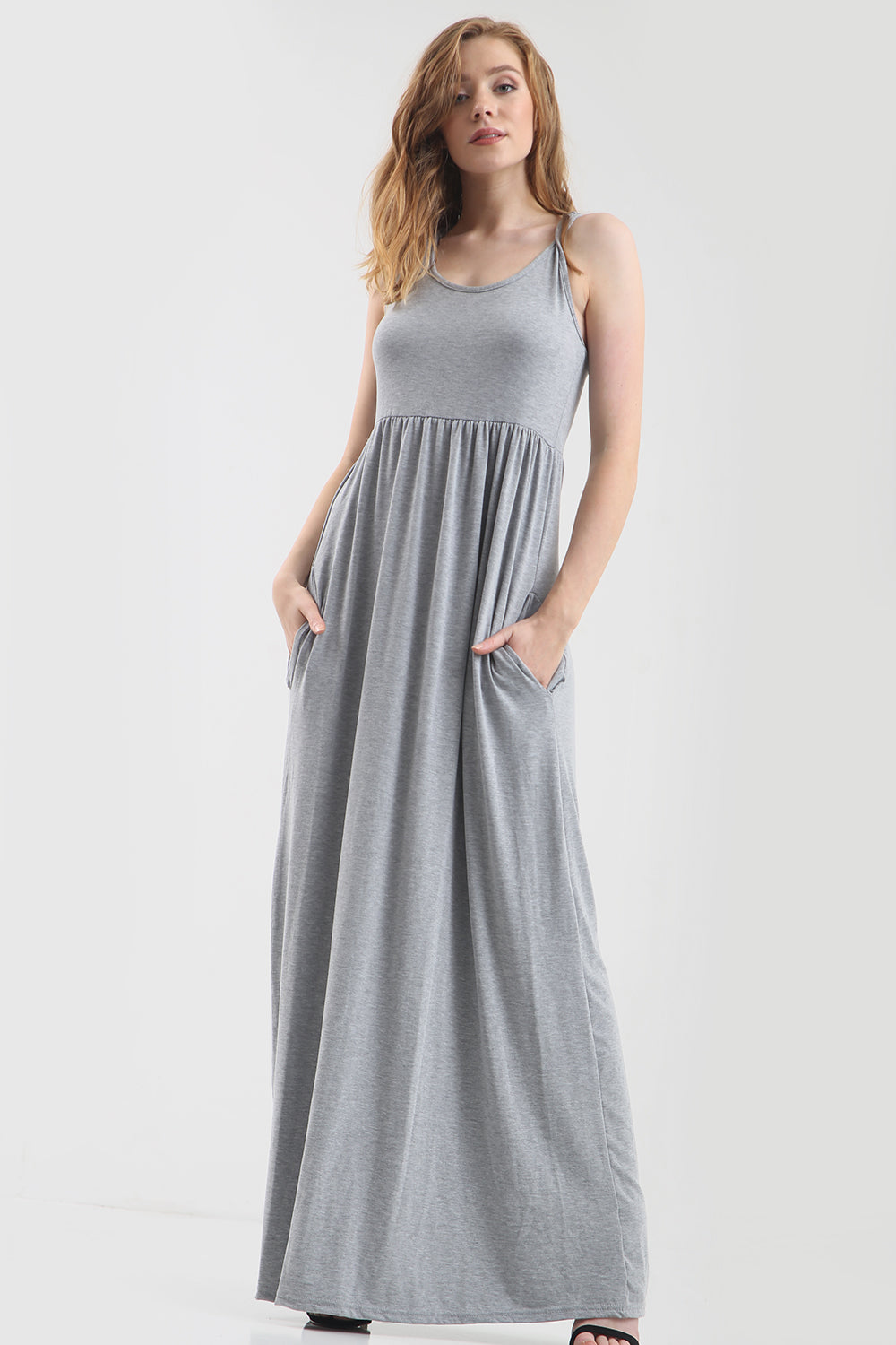 Jersey Sleeveless Maxi Dress with Pockets - bejealous-com
