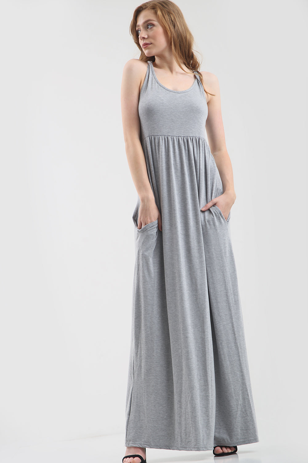 Jersey Sleeveless Maxi Dress with Pockets - bejealous-com