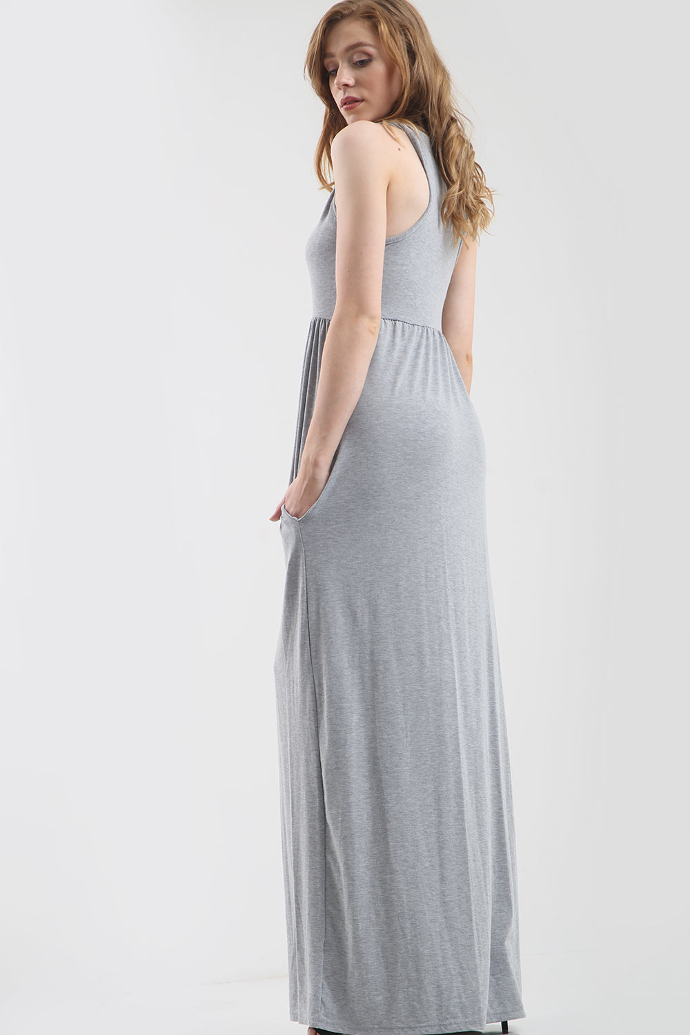 Jersey Sleeveless Maxi Dress with Pockets - bejealous-com