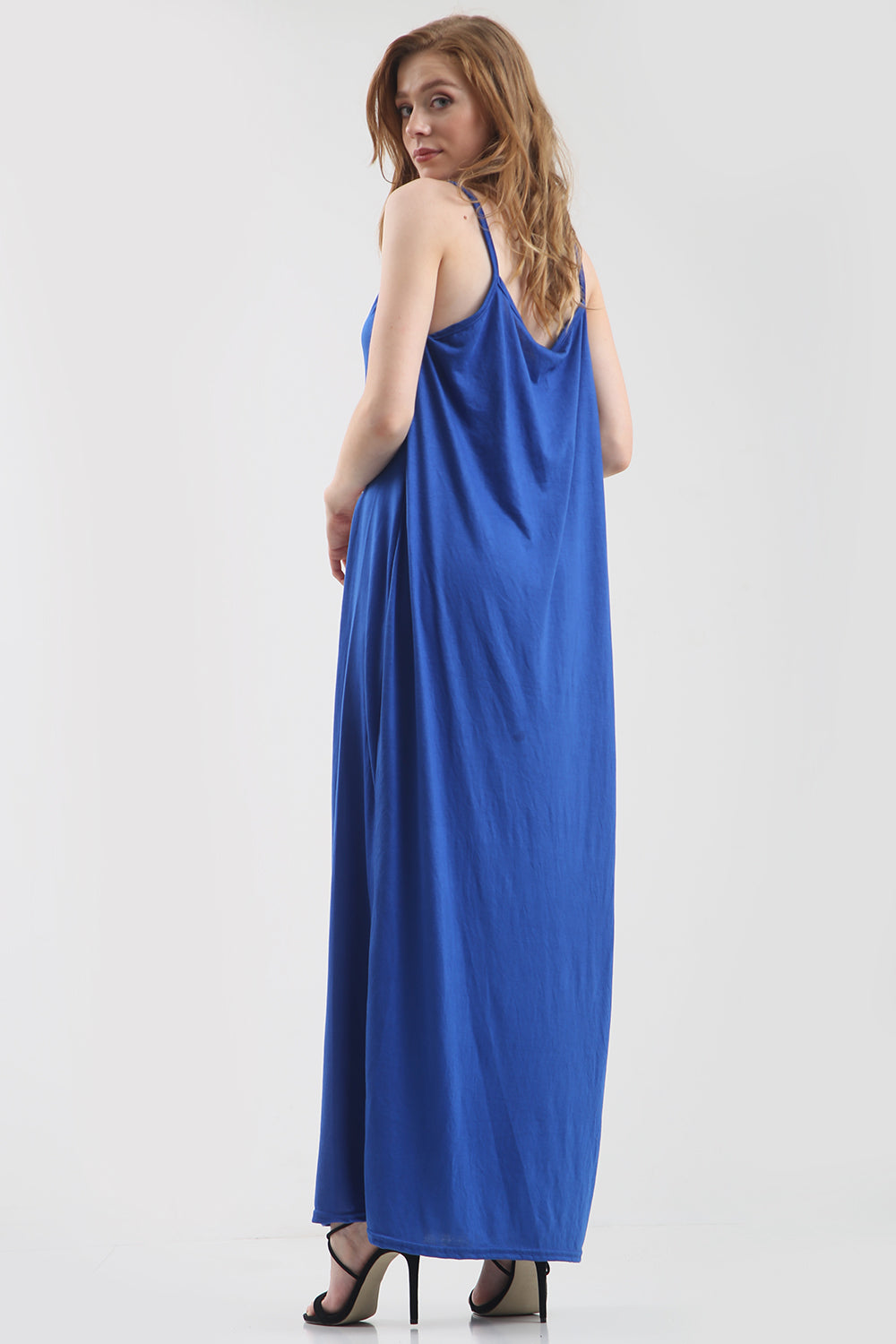 Strappy Rainbow Lips Print Charcoal Maxi Dress - bejealous-com