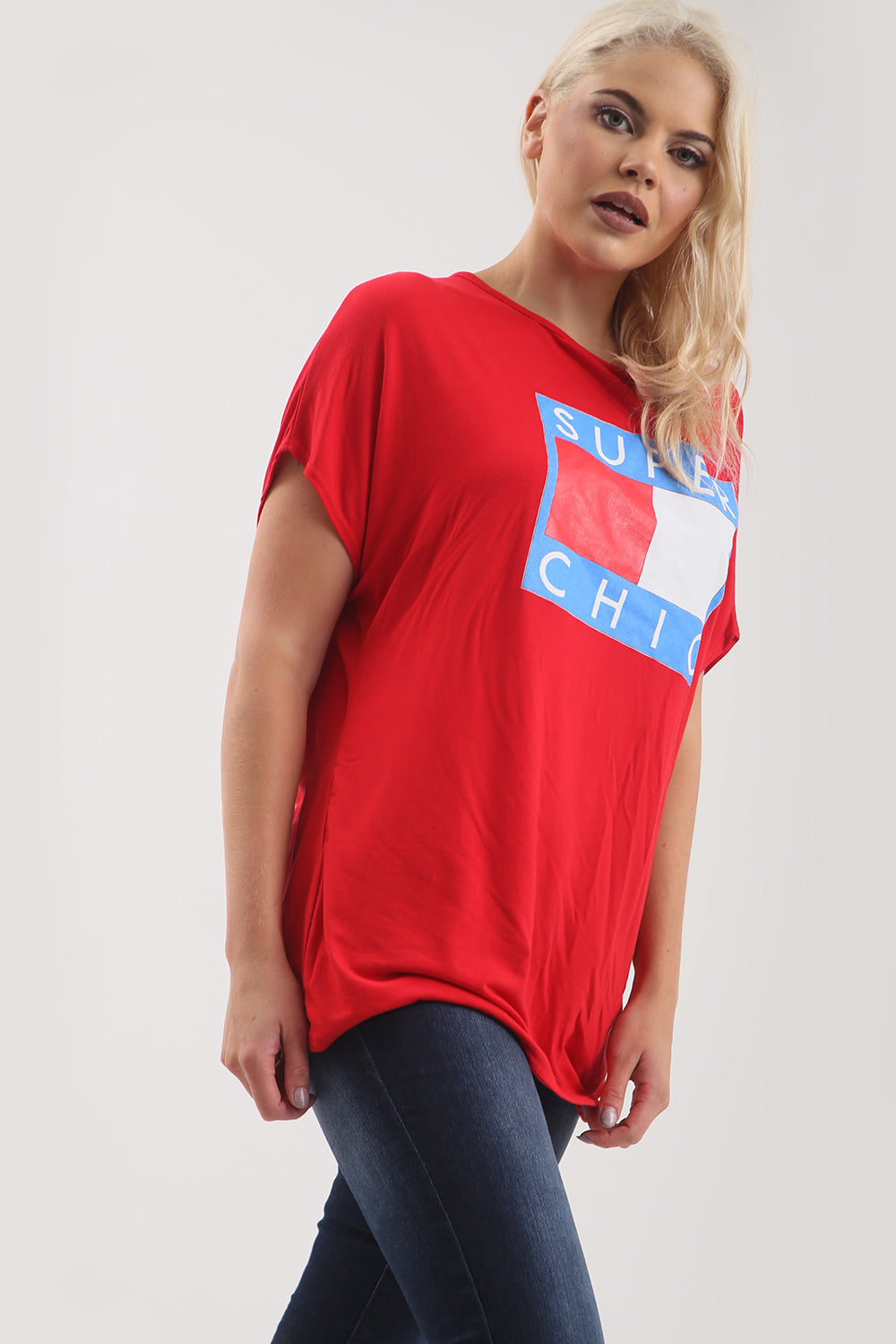 Super Chic Slogan Print Oversize Basic Tshirt - bejealous-com