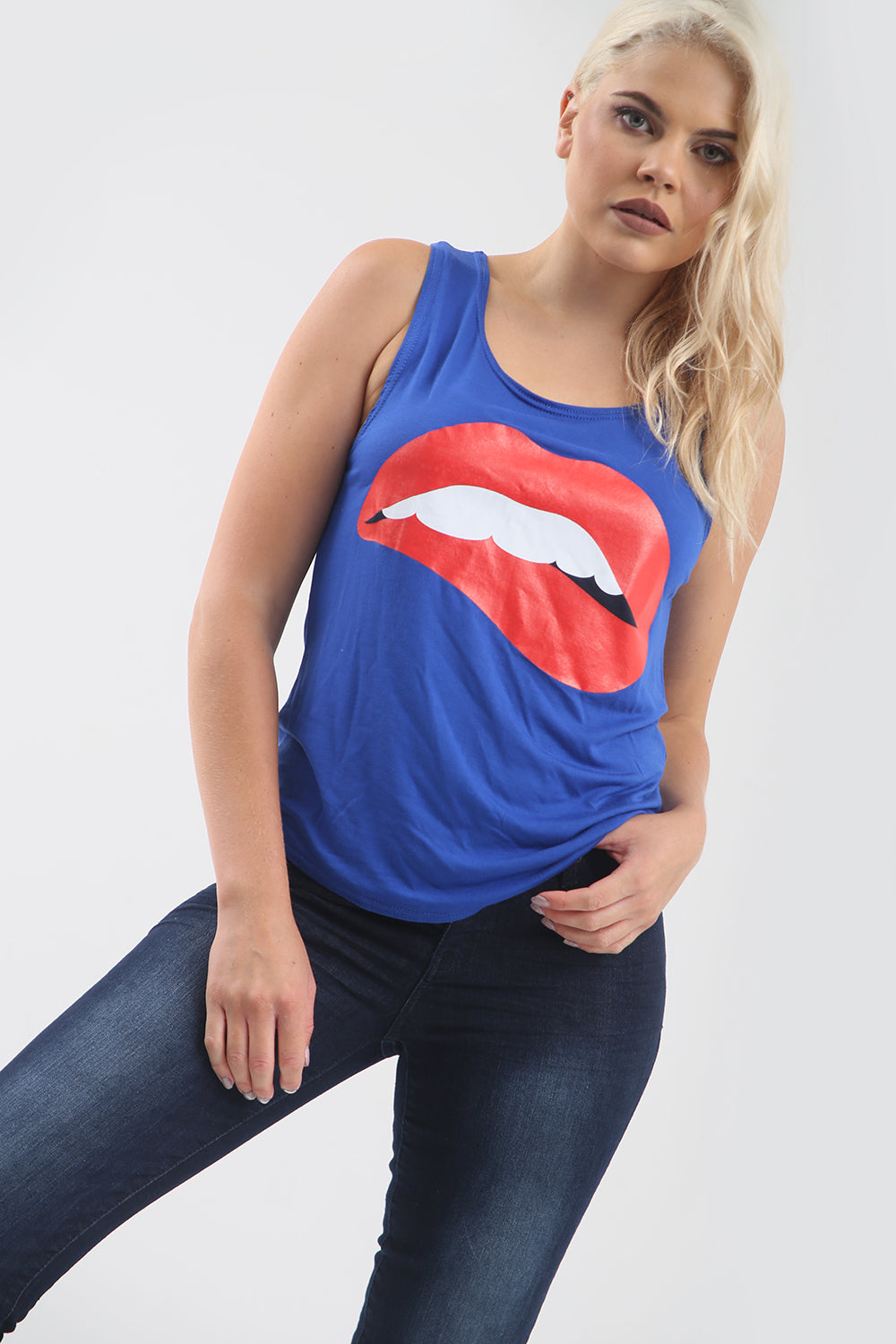 Harriet Graphic Print Curved Hem Vest Top - bejealous-com