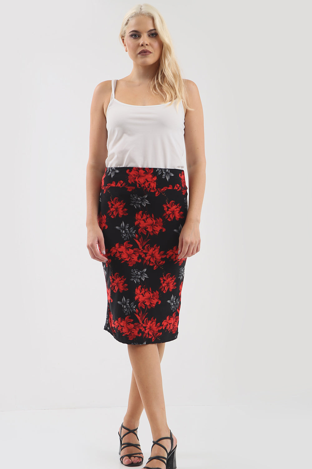 Jessica High Waisted Tropical Bodycon Midi Skirt - bejealous-com