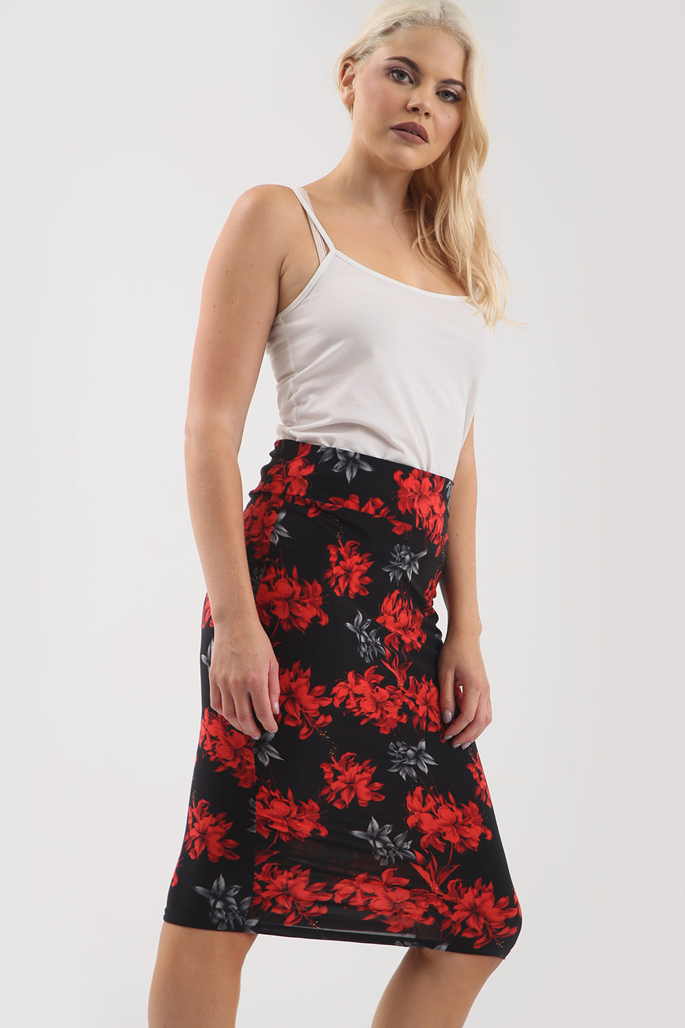 Jessica High Waisted Tropical Bodycon Midi Skirt - bejealous-com