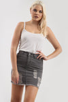 High Waist Black Denim Ripped Mini Skirt - bejealous-com