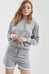 Purple Faux Velvet Oversize Hooded Coord Set - bejealous-com