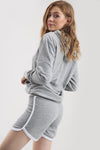 Grey Faux Velvet Oversize Hooded Coord Set - bejealous-com