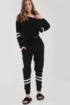 Monochrome Striped Knitted Lounge Wear Coord - bejealous-com