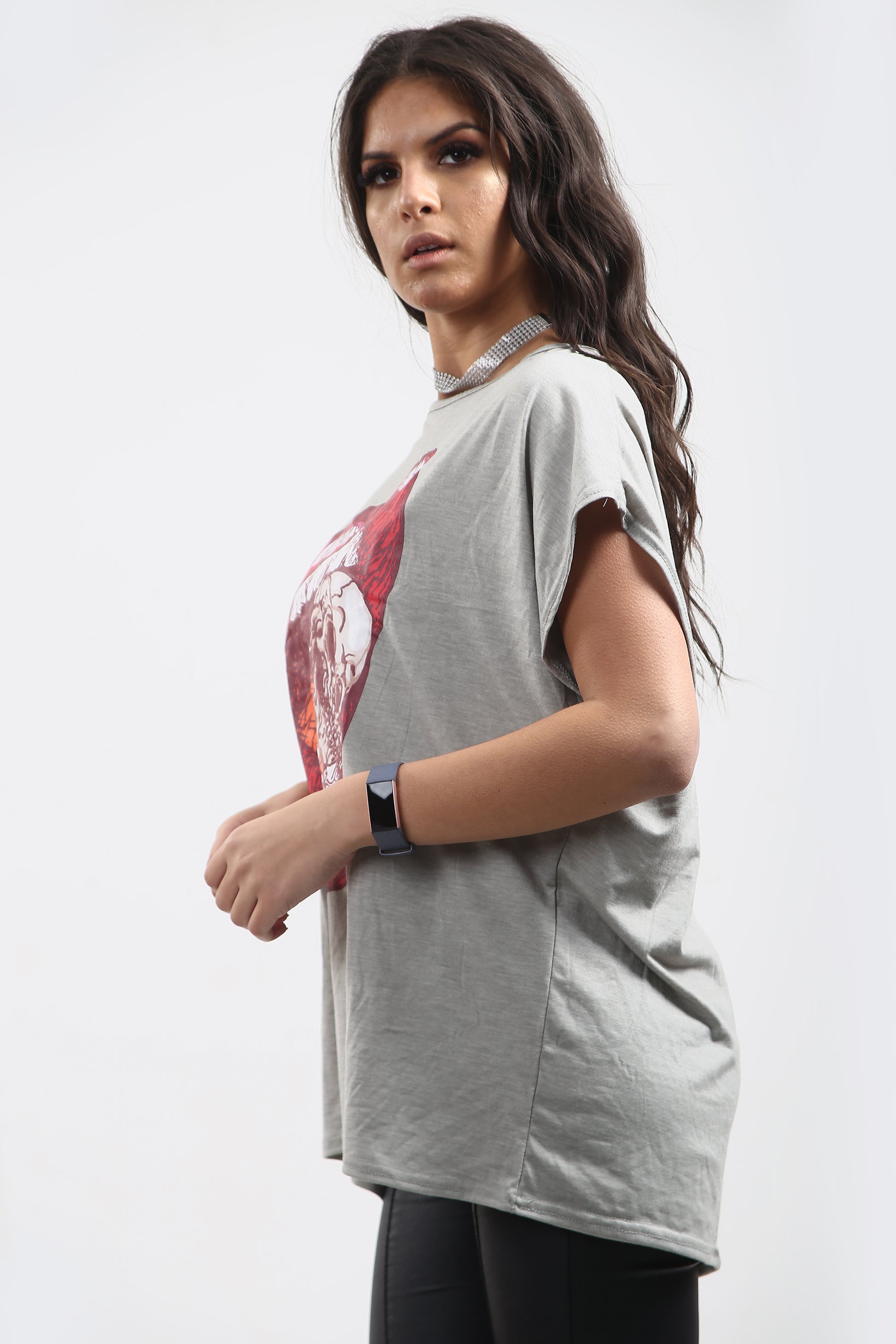 Freya Oversized Bitting Lips Skull Head T Shirt