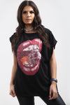 Freya Oversized Bitting Lips Skull Head T Shirt