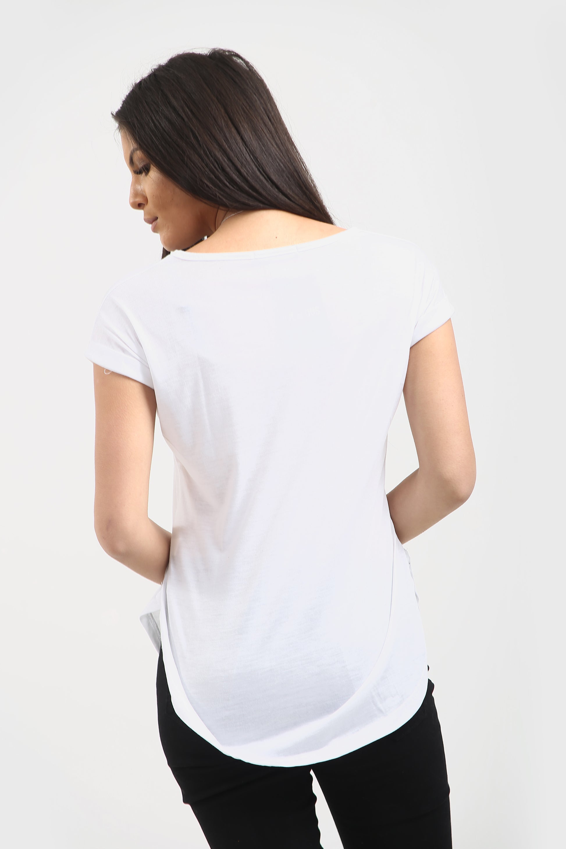 Isla Plain V Neck Curved Hem T Shirt