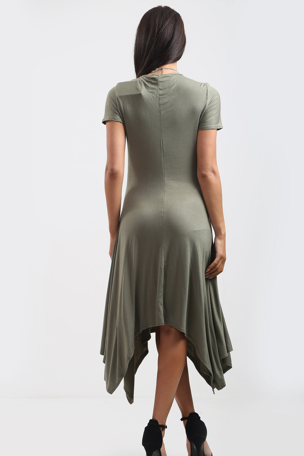 Chloe Hanky Hem Stretchy Swing Midi Dress