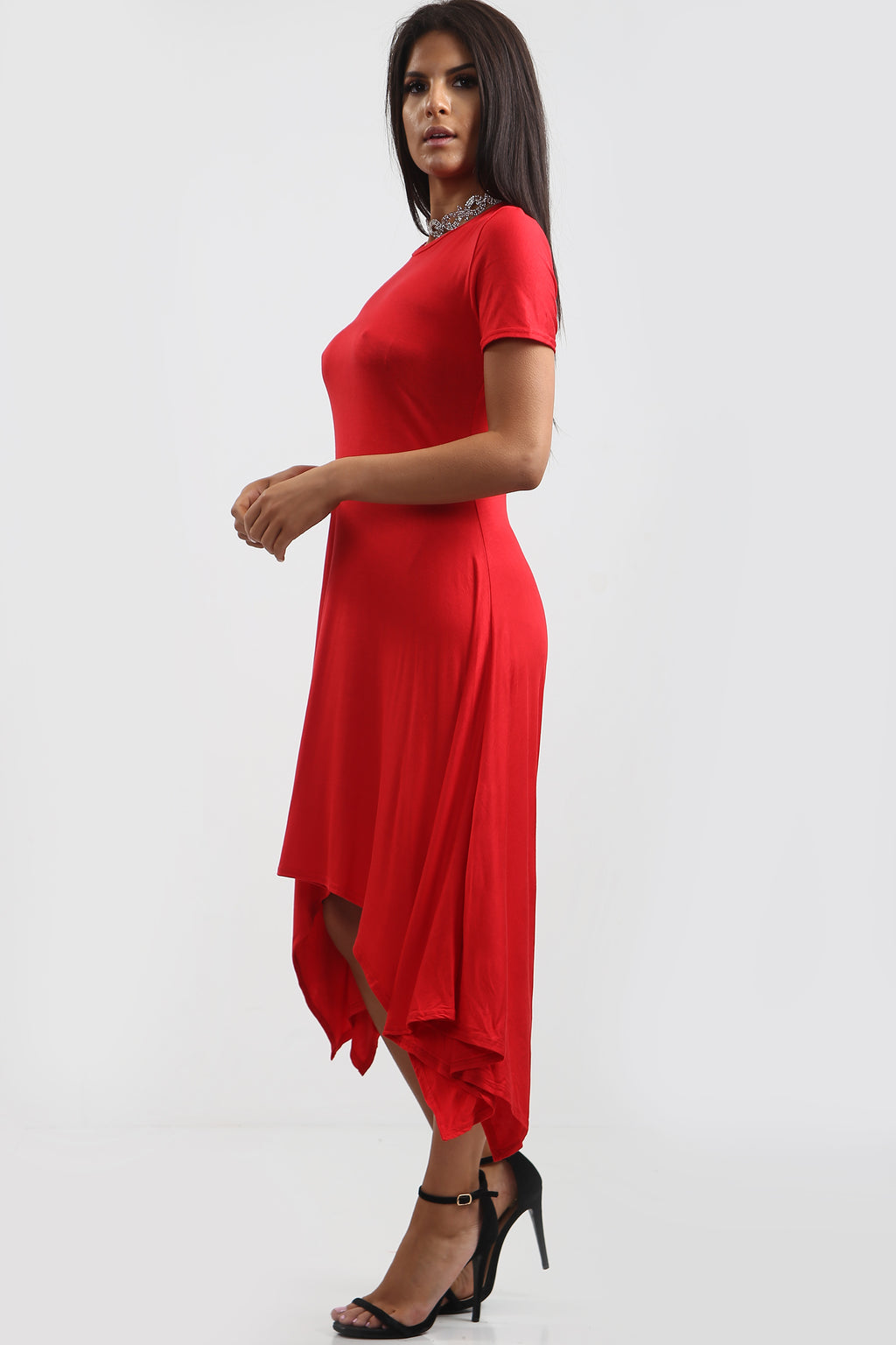 Chloe Hanky Hem Stretchy Swing Midi Dress