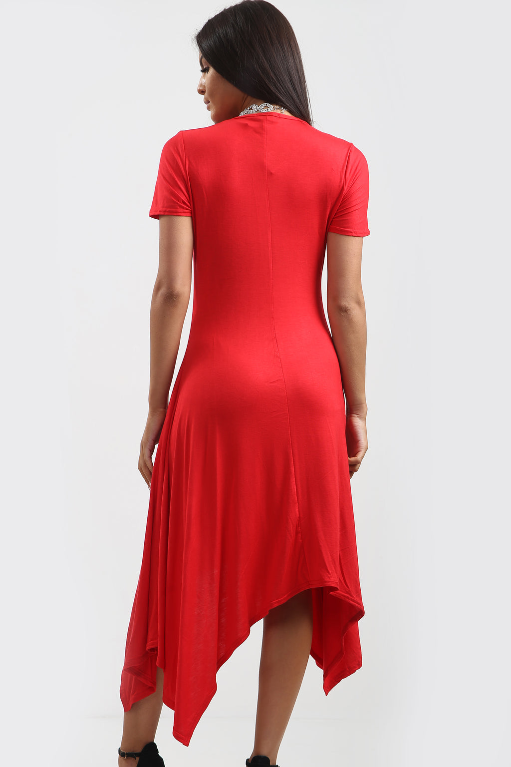 Chloe Hanky Hem Stretchy Swing Midi Dress