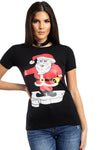 Christmas Santa On Ice Cap Sleeve Tshirt