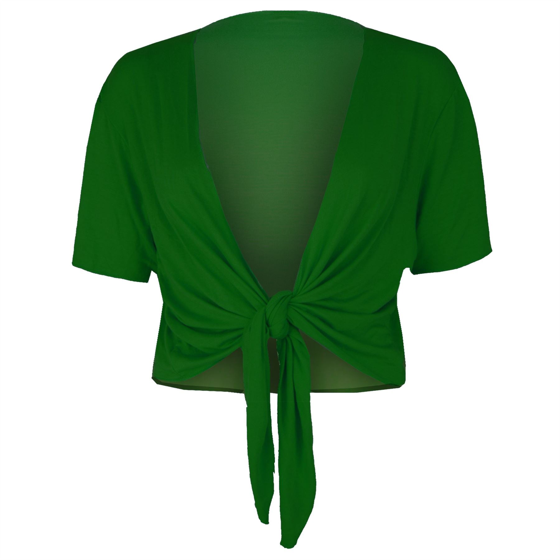Tie Front Basic Jersey Short Sleeve Shrug