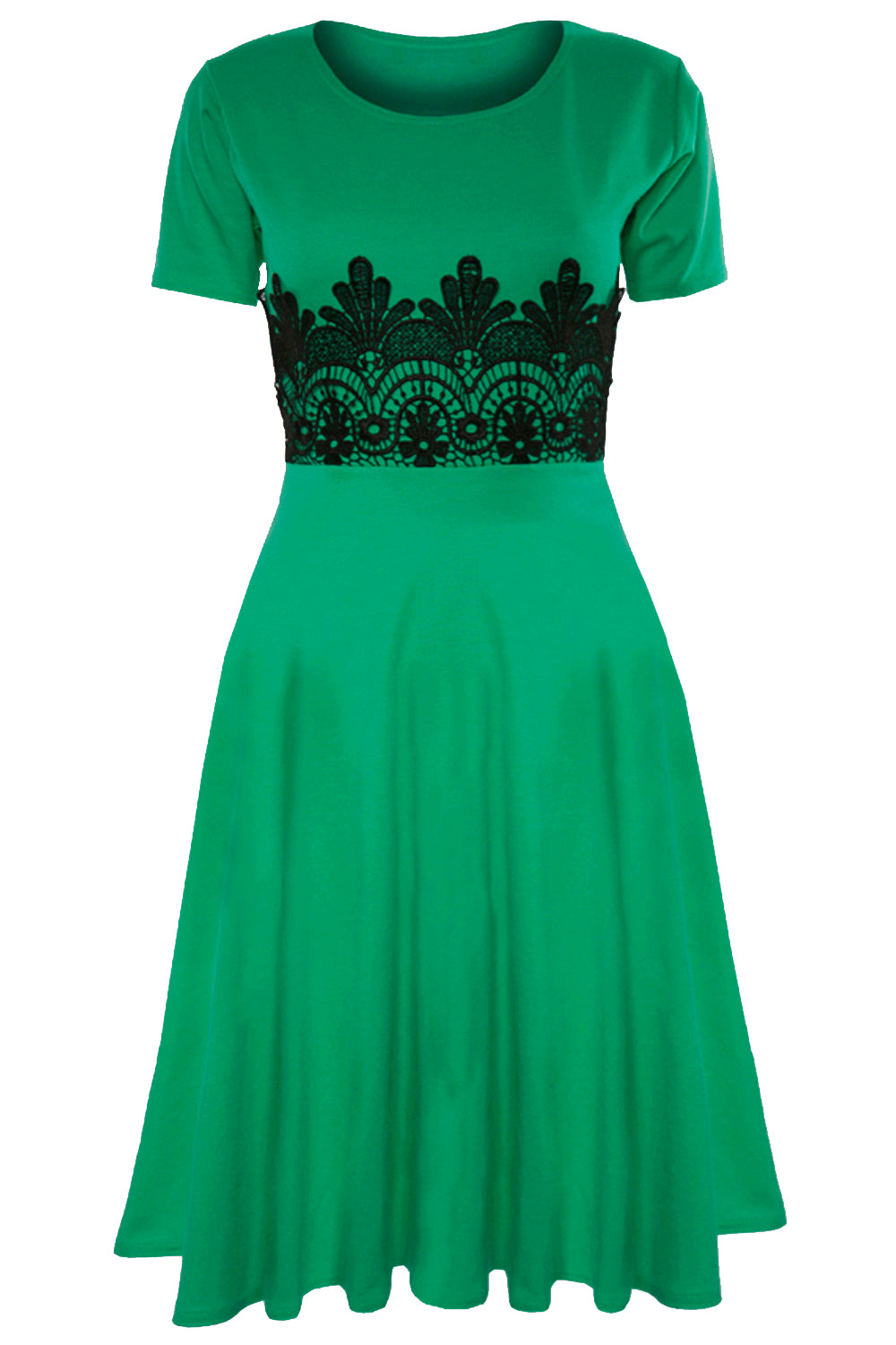 Amarah Cap Sleeve Lace Insert Midi Skater Dress
