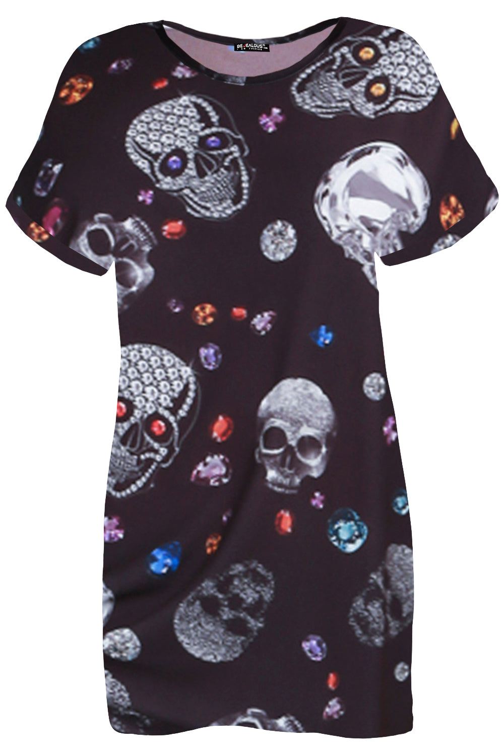 Short Sleeve Floral Skull Print Tshirt