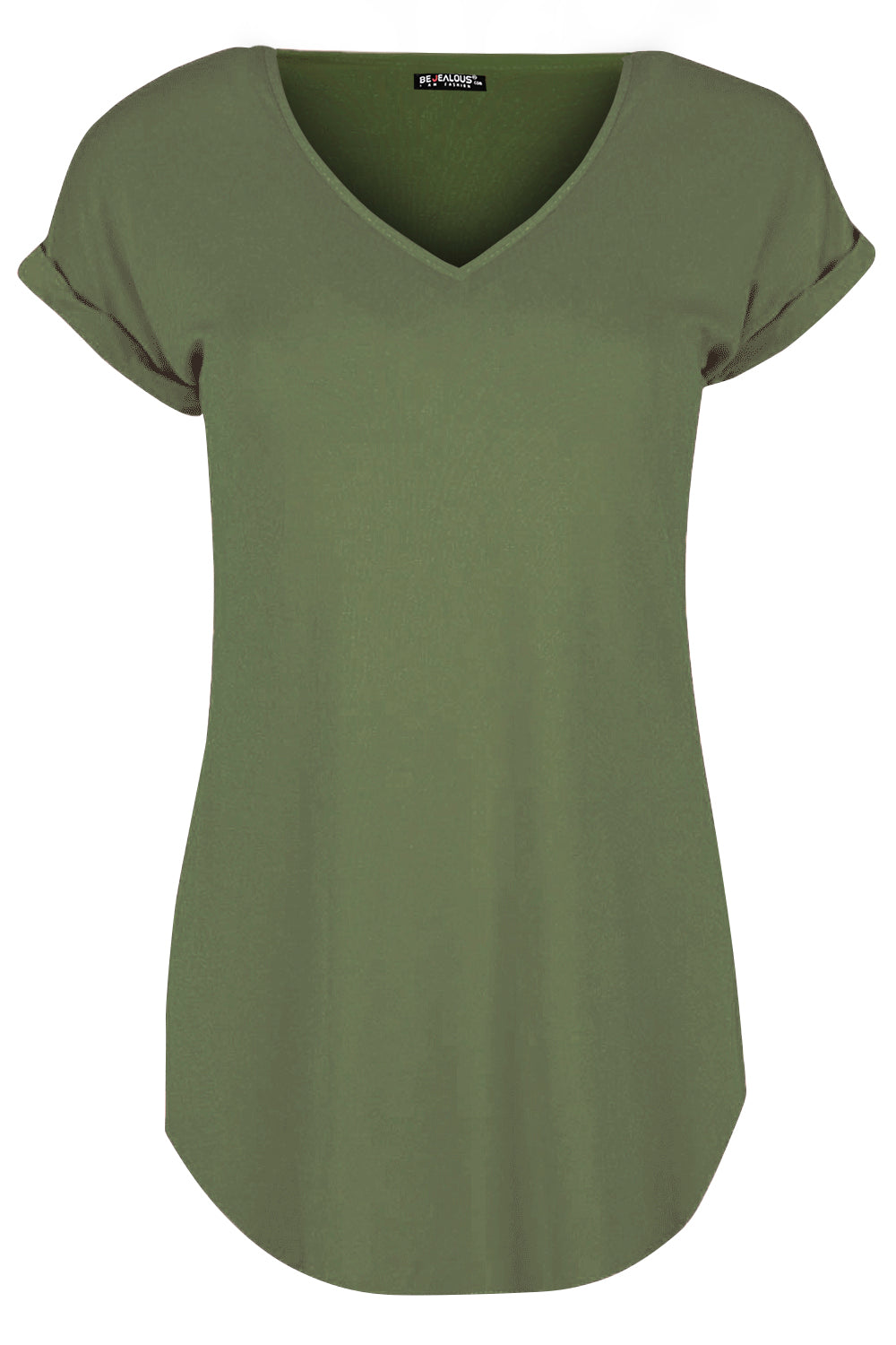Isla Plain V Neck Curved Hem T Shirt