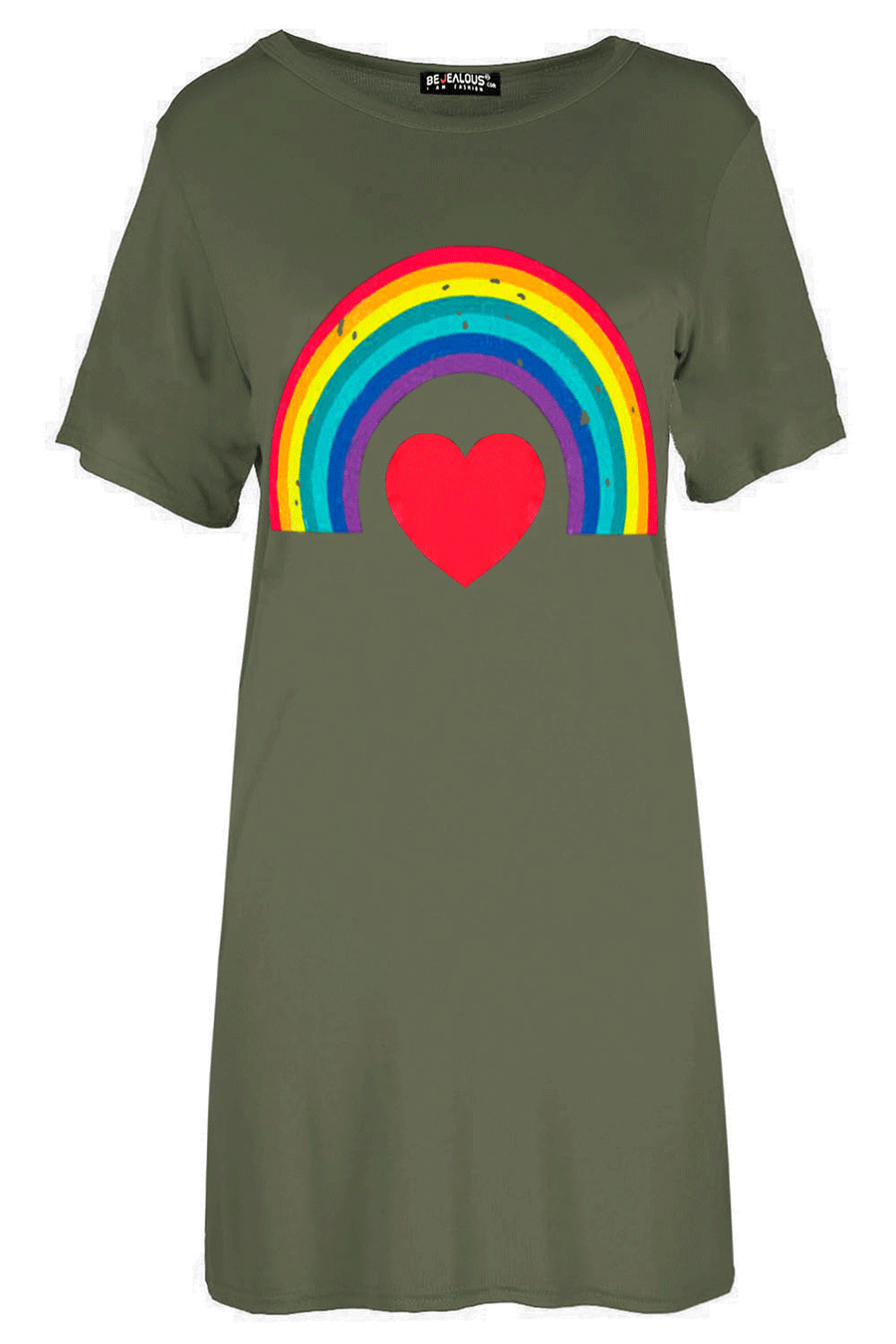 Ruby Rainbow Heart Oversized Baggy T-Shirt Dress