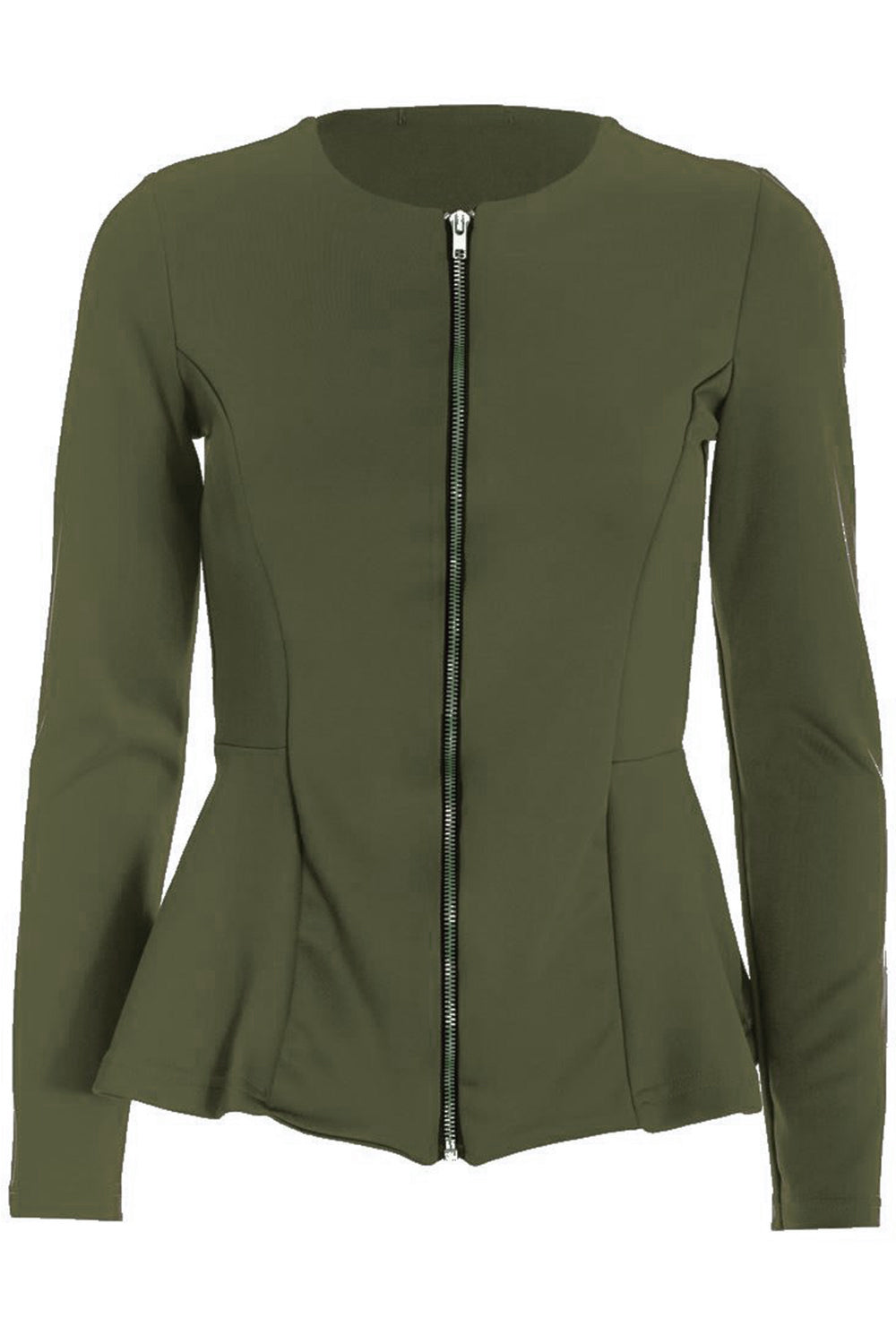 Alice Zip Up Peplum Ruffle Frill Blazer Top