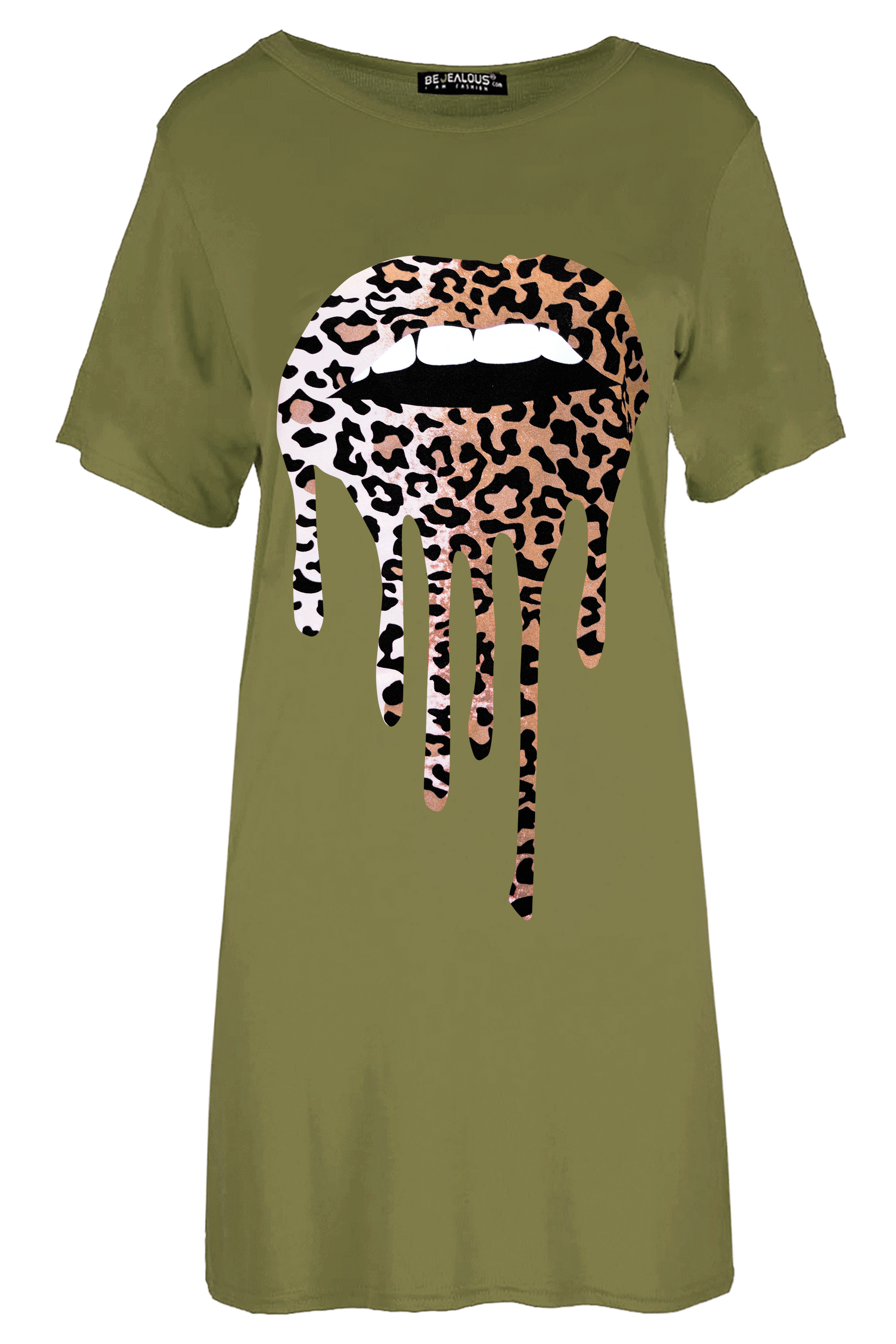 Aria Leopard Lips Oversized T-Shirt Dress