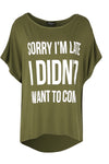 Kassie Roll Sleeve Slogan Print Tshirt