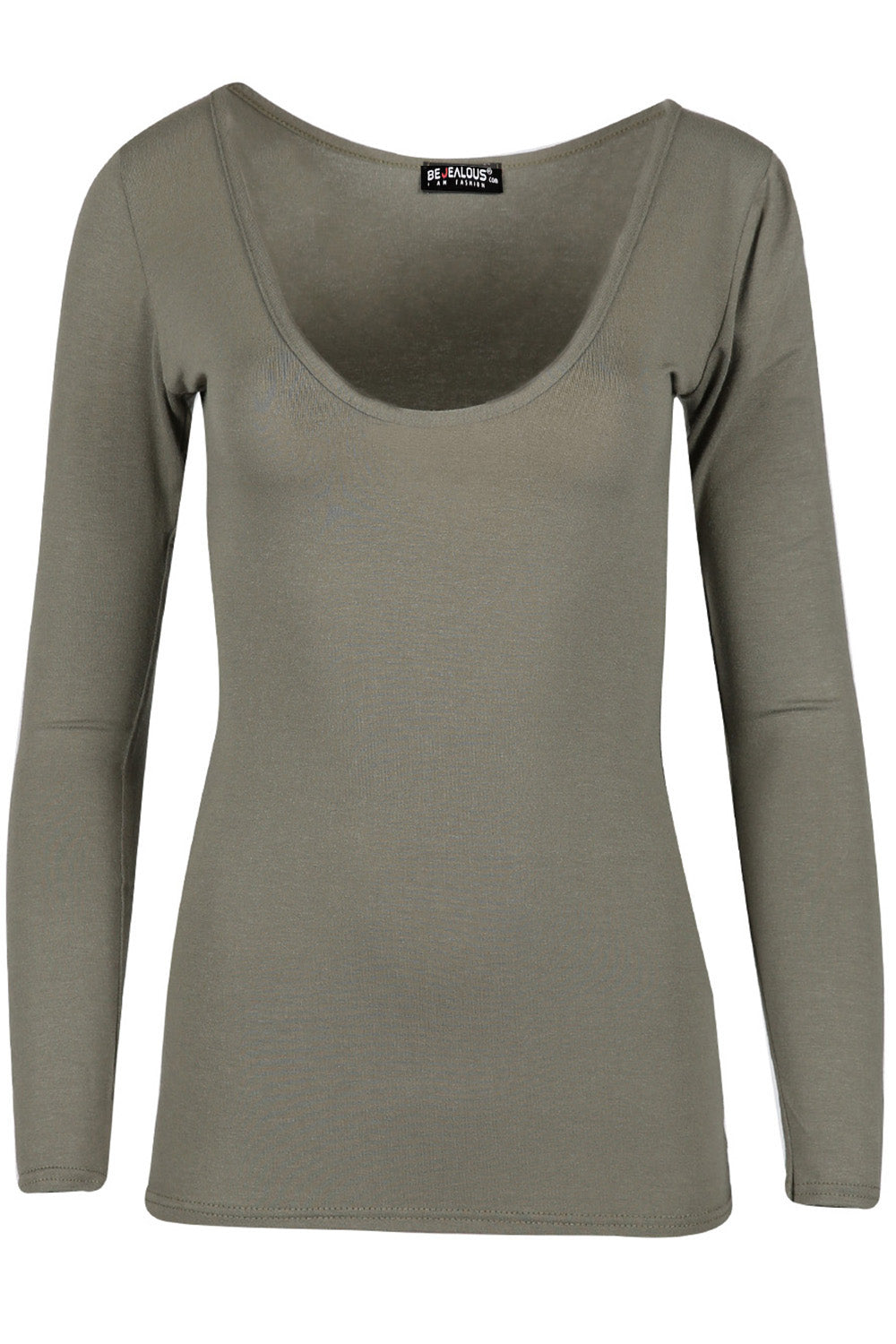 Aria Scoop Neck Long Sleeve Plain T Shirt