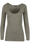 Aria Scoop Neck Long Sleeve Plain T Shirt