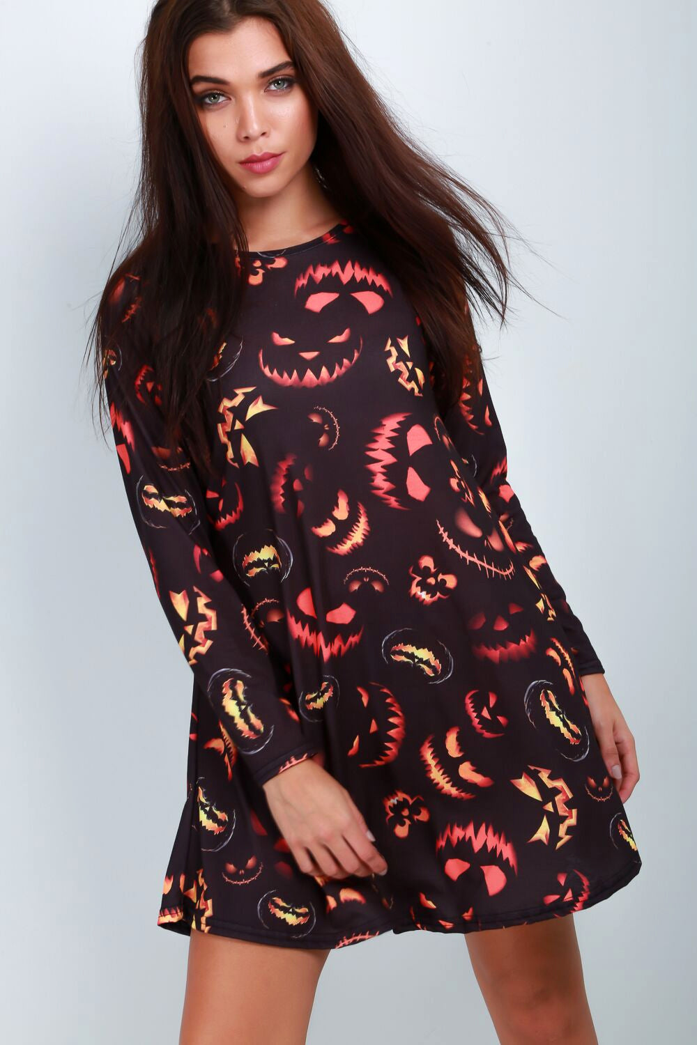 Long Sleeve Pumpkin Halloween Dress - bejealous-com
