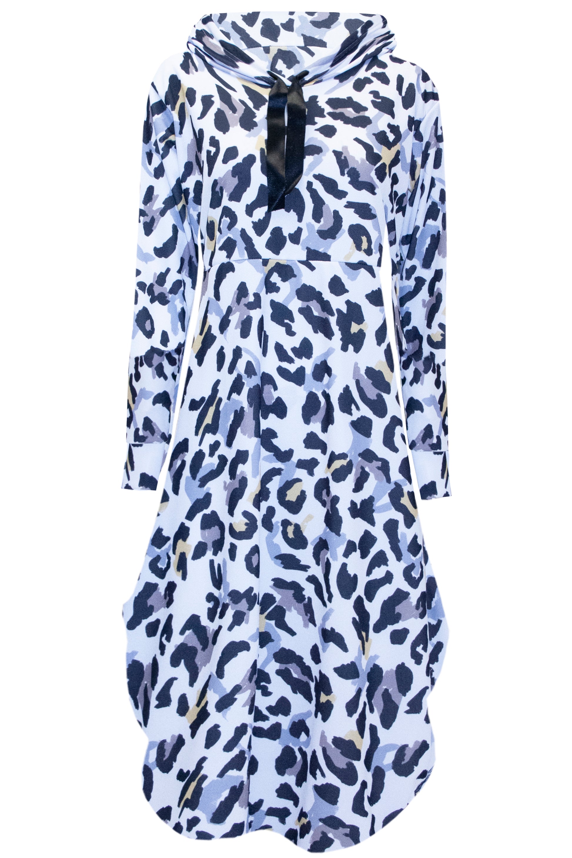 Aria Hooded Curved Hem Skater Midi Dress