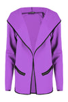 Sasha Contrast Piped Hooded Cardigan Jacket