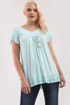 Peplum Frill V Neck Tunic Top With Necklace - bejealous-com