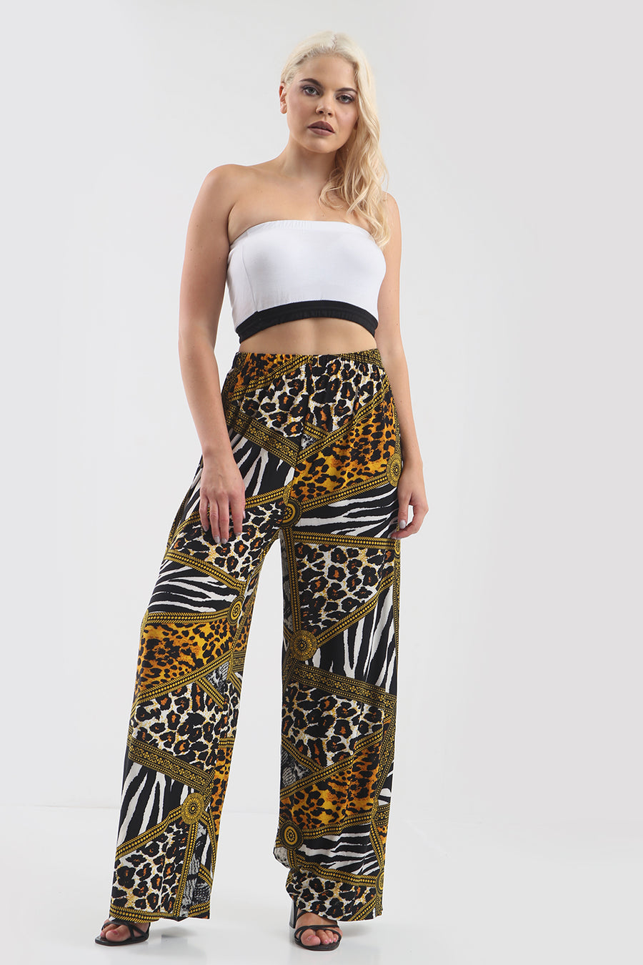 High Waist Wide Leg Animal Print Palazzo Pants - bejealous-com