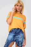 White Oversized T-shirt with Rainbow Stripe - bejealous-com