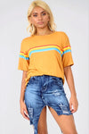 White Oversized T-shirt with Rainbow Stripe - bejealous-com