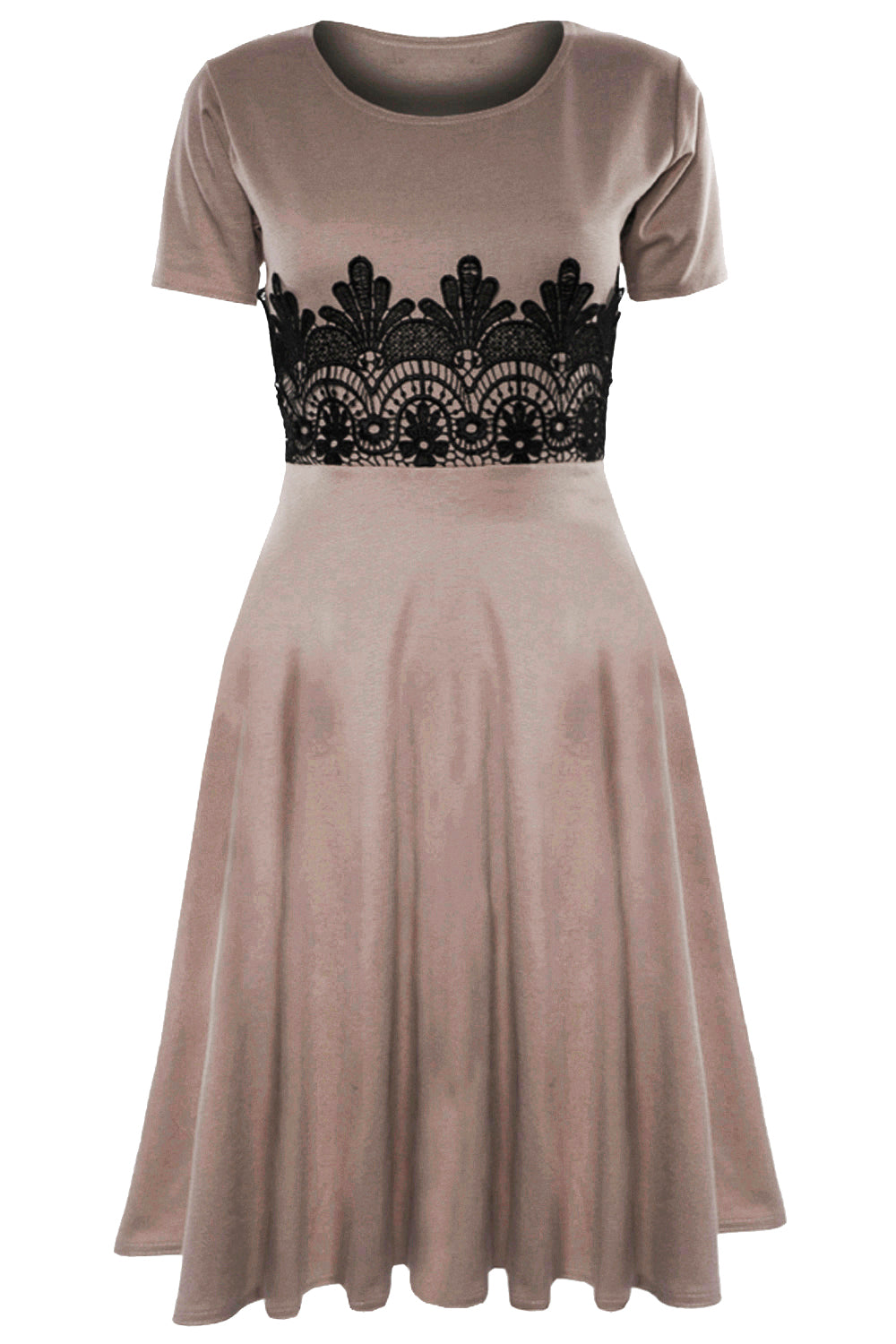 Amarah Cap Sleeve Lace Insert Midi Skater Dress