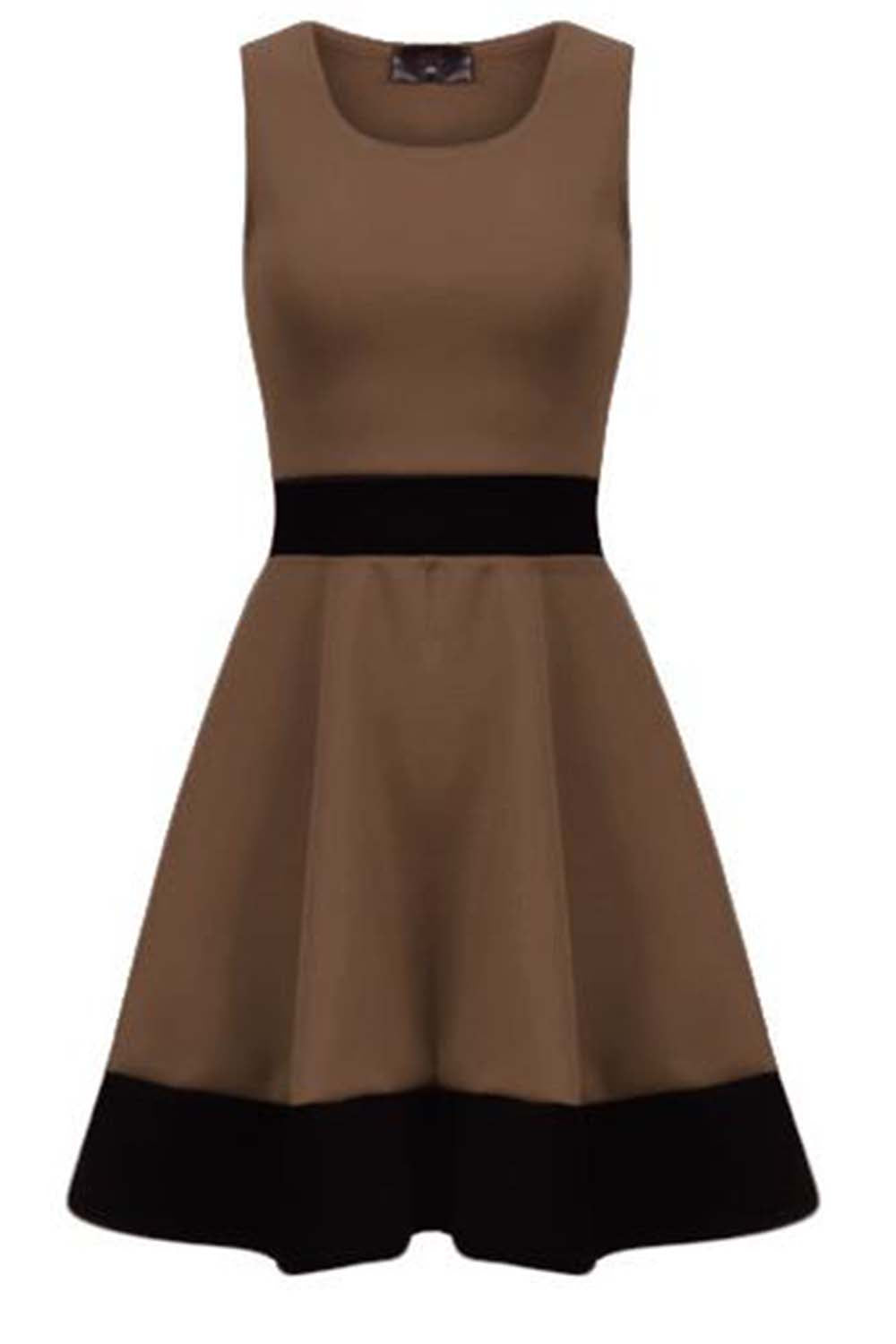 Danielle Sleeveless Monochrome Paneled Skater Dress