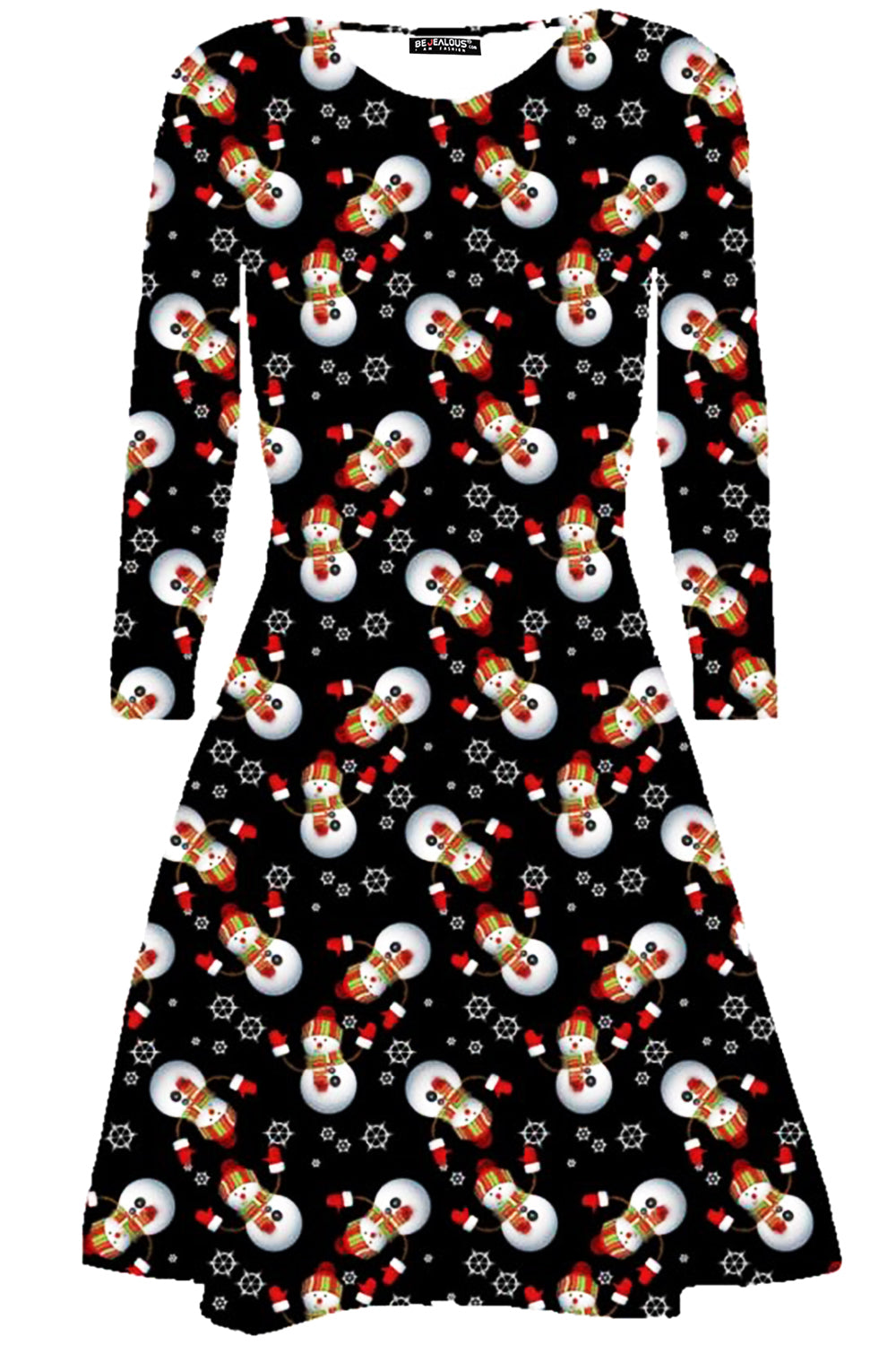Bella Long Sleeve Christmas Print Swing Dress