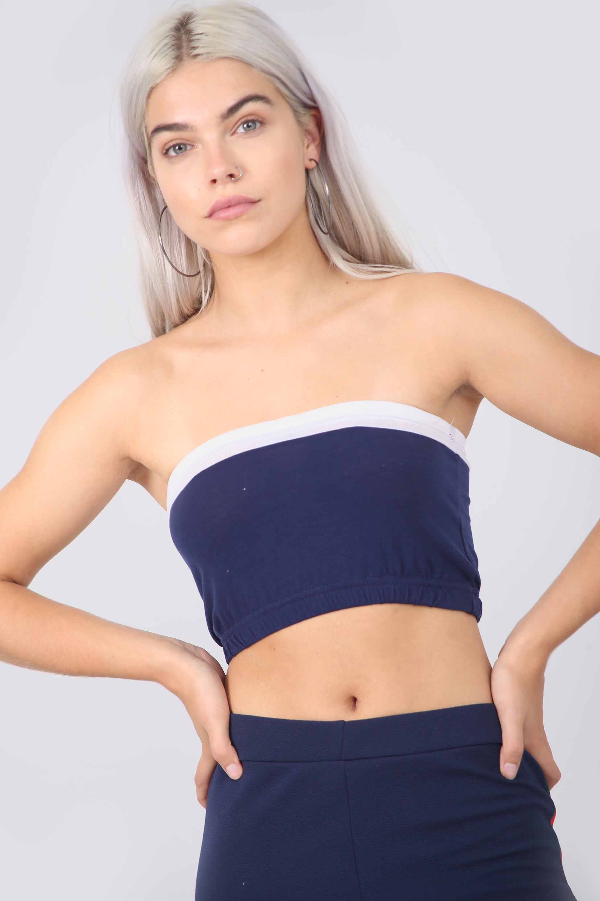 Basic Jersey Monochrome Bandeau Crop Top - bejealous-com