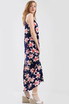 Blue Tropical Floral Print Loose Fit Maxi Dress - bejealous-com