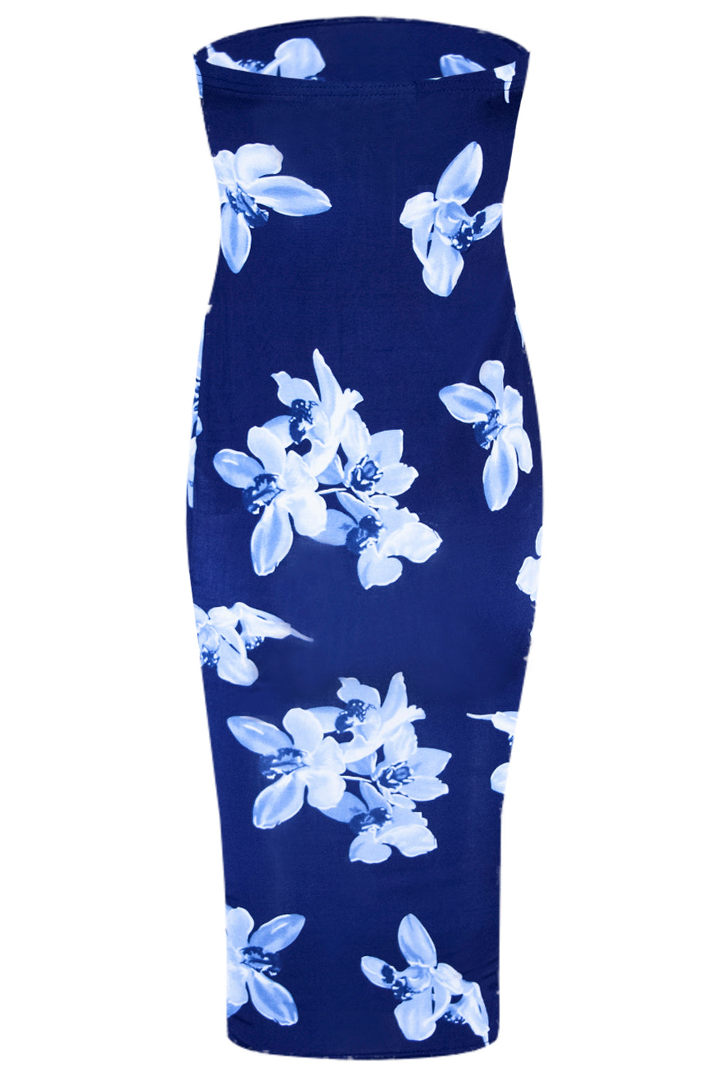 Bandeau Red Floral Print Midi Tube Dress