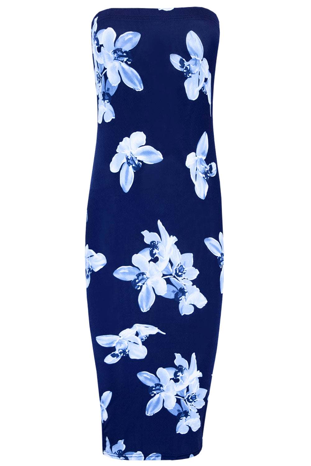 Bandeau Red Floral Print Midi Tube Dress
