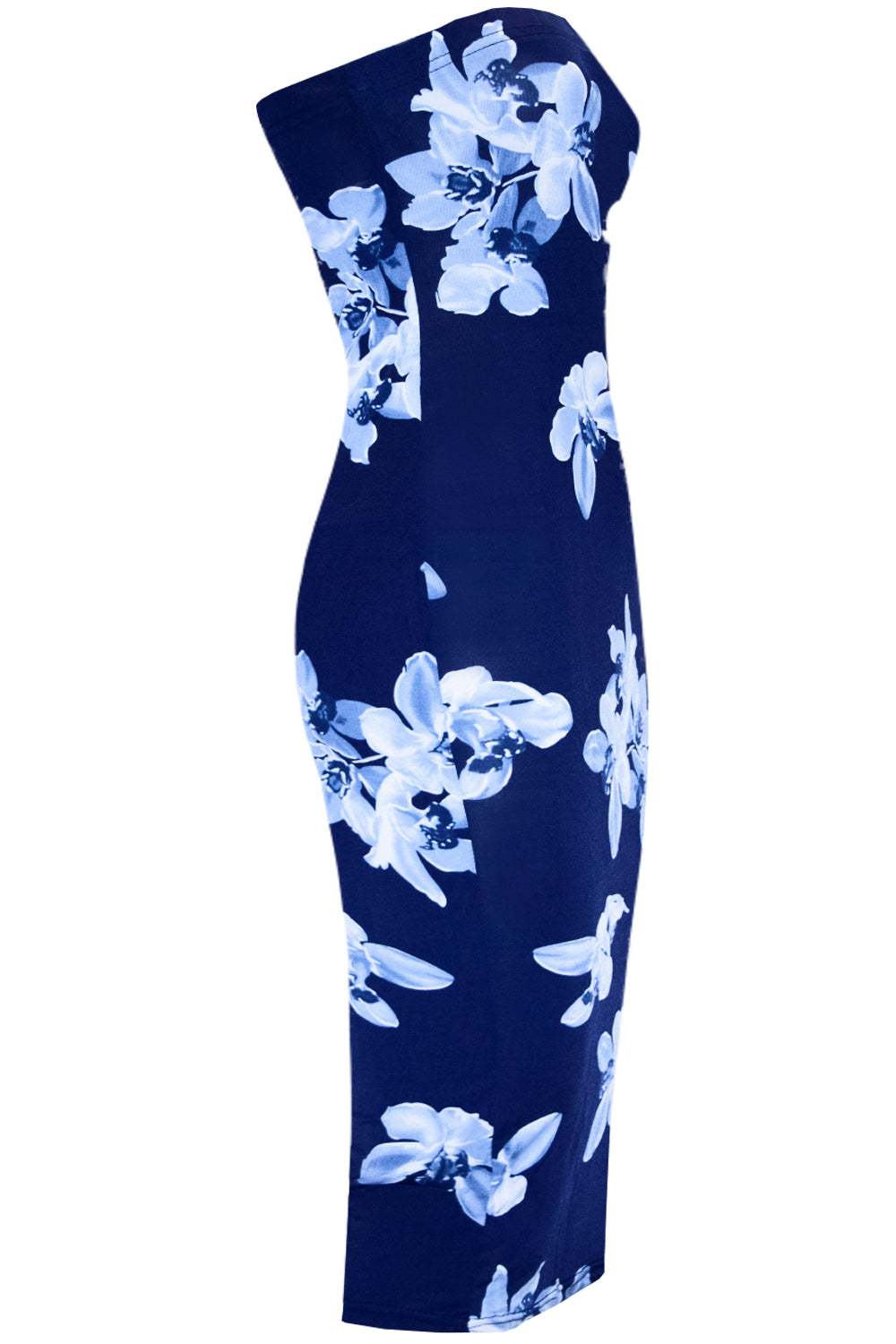 Bandeau Red Floral Print Midi Tube Dress