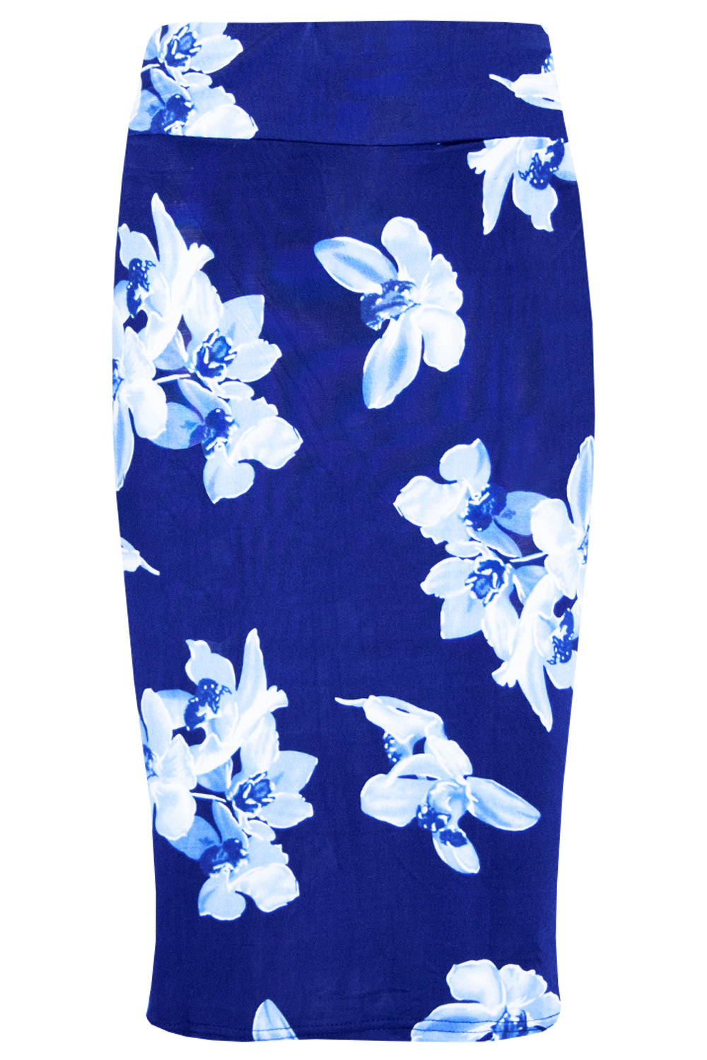 Cream High Waisted Tropical Print Midi Skirt