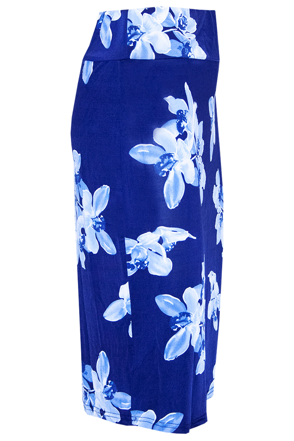 Cream High Waisted Tropical Print Midi Skirt