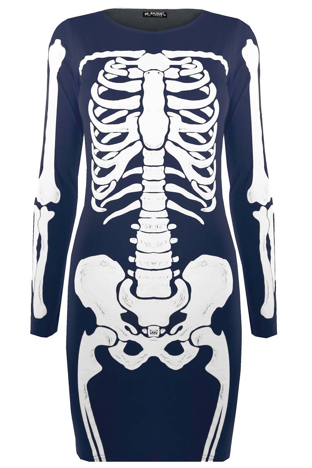 Long Sleeve Skeleton Bodycon Dress