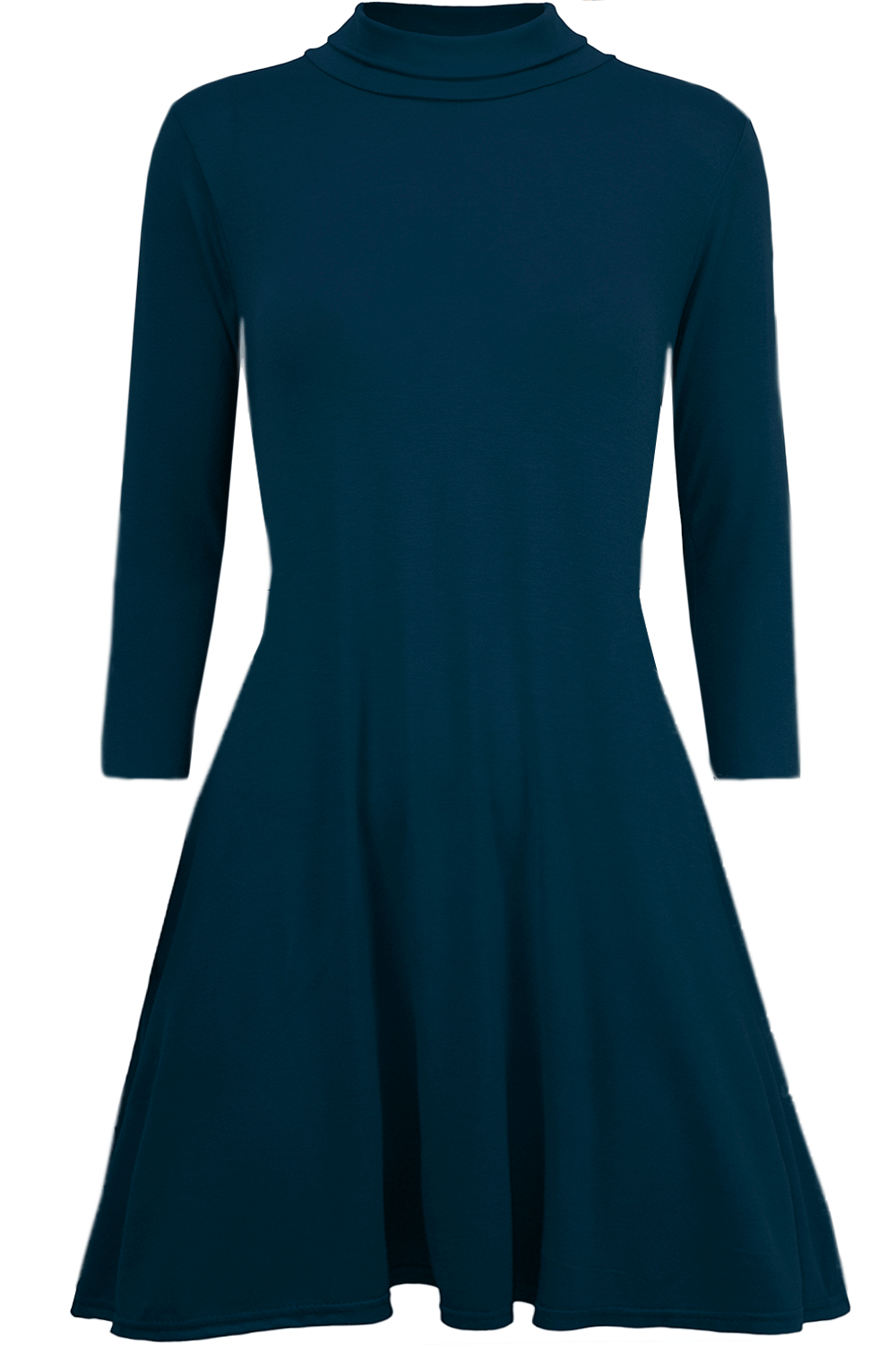 Elsie Polo Neck Long Sleeve Flared Swing Dress