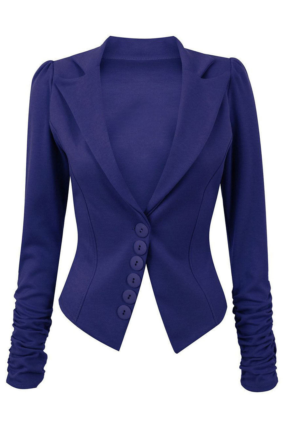 Lily 6 Buttons Ruched Long Sleeve Jacket Blazer